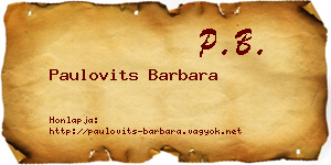 Paulovits Barbara névjegykártya